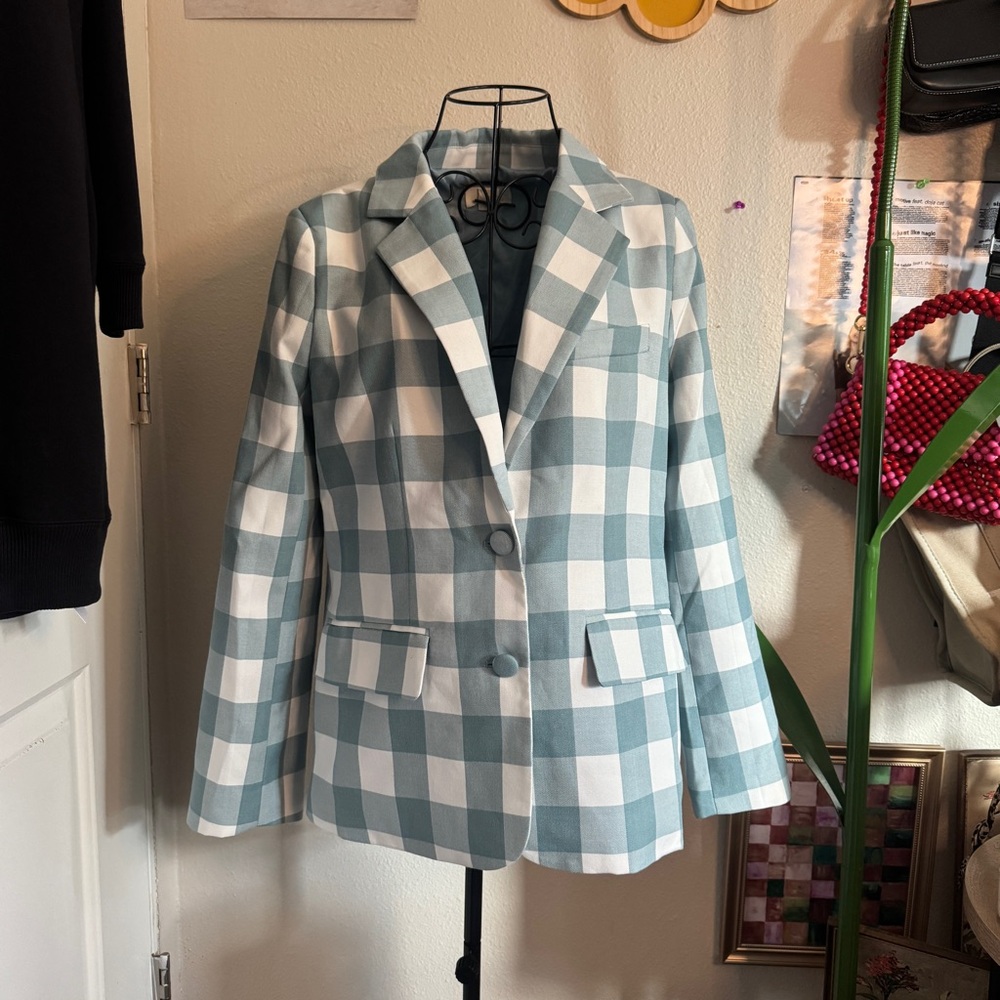 Maeve Anthropologie Gingham Blazer S - Picture 2 of 10